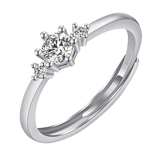 Ring verstellbar Dekoration Sechs Diamant Öffnung Ring Krappe Kreative Ringe, silber von IHEHUA
