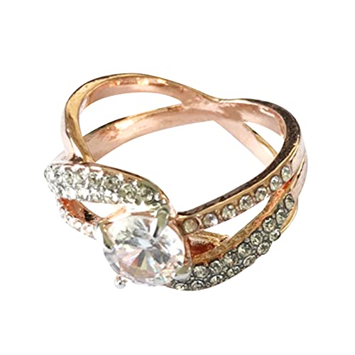 Rose Gold Diamant Ring Weibliche Europäische Amerikanische Micro Intarsien Zirkon Voller Diamant Ring Einfacher Herz Ring, rose gold, 11, Einstellbar von IHEHUA