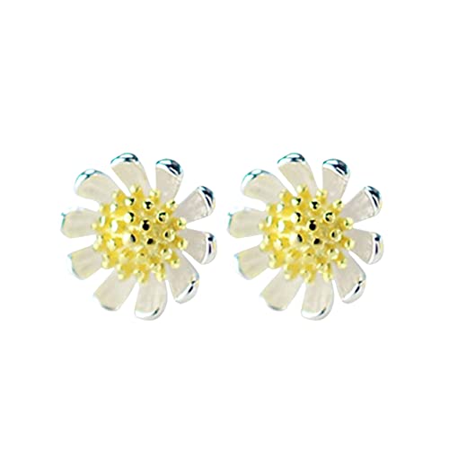 Sonne Ohrring Blume kleines Design Gänseblümchen Blume Gelb Ohrstecker Blume Ohrringe Gear Ohrringe, silber, Einheitsgröße von IHEHUA