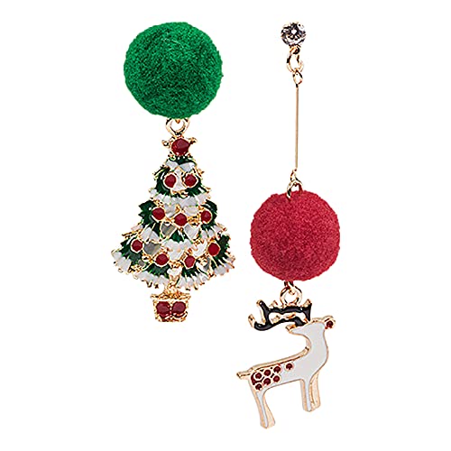 Weihnachten Schneemann Weihnachtsmann Asymmetrische Ohrringe Ohrstecker Glocke Claus Baum Ohrringe Elch Ohrringe, g von IHEHUA