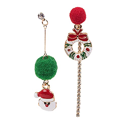 Weihnachten Schneemann Weihnachtsmann Asymmetrische Ohrringe Ohrstecker Glocke Claus Baum Ohrringe Elch Ohrringe, h von IHEHUA