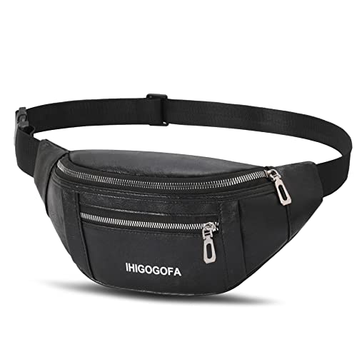 IHIGOGOFA Bauchtasche Gürteltasche Hüfttasche PU Leder Unisex Modern Umhängetaschen Handytasche für Outdoor Reise Wandern Hundetraining Geschenke für Damen und Herren von IHIGOGOFA