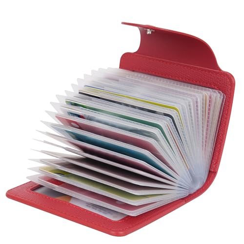 IHIGOGOFA Kreditkartenetui für Damen und Herren Kartenetui - 40 Karten 2 Fenster (Rot) von IHIGOGOFA