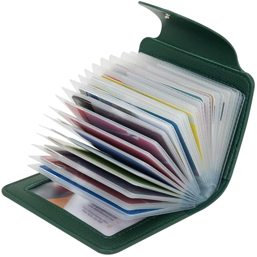 IHIGOGOFA Kreditkartenetui für Damen und Herren Kartenetui - 40 Karten 2 Fenster (Dunkelgrün) von IHIGOGOFA