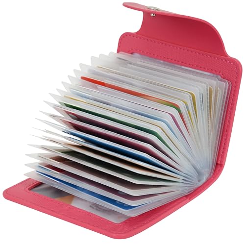 IHIGOGOFA Kreditkartenetui für Damen und Herren Kartenetui - 40 Karten 2 Fenster (Rosenrot) von IHIGOGOFA