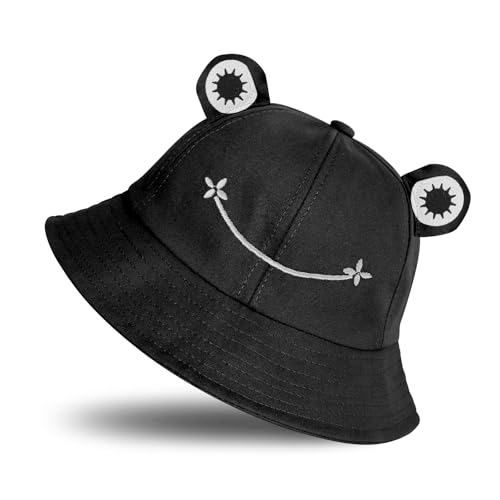 IHLOOTD Frosch Hut, Frosch Anglerhut Sonnenhut Fischerhut Buckethut Baumwolle Frosch Fischerhüte, Niedlicher Frösche Hut für Kinder Erwachsene Teenager Camping Wandern Angeln Jagd von IHLOOTD