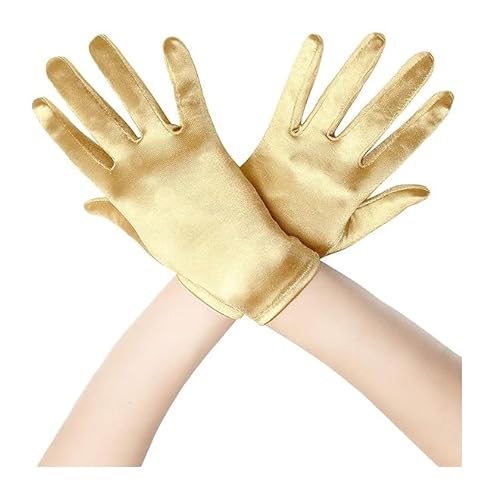 IHLOOTD Goldene Handschuhe Halloween Glänzende Goldener Handschuh Halloween Gold Gloves Handschuhe Kostüm für 1920s Style Cosplay, Karneval Kostüm, Opera Look von IHLOOTD