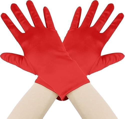 IHLOOTD Rote Handschuhe Halloween Red Gloves Glänzende Teufel Rot Handschuhe Rote Halloween Gloves für 1920s Style Cosplay, Karneval Kostüm, Opera Look von IHLOOTD