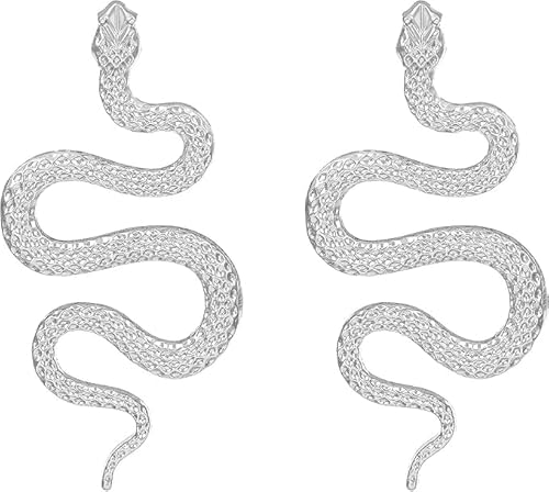 Schlangen Ohrringe Gold Vintage Snake Earrings Gebogene Schlange Geformt Ohrringe Schlange Baumeln Ohrringe für Damen,Schlangen Schmuck Geschenk für Frauen Mädchen (Silber) von IHLOOTD