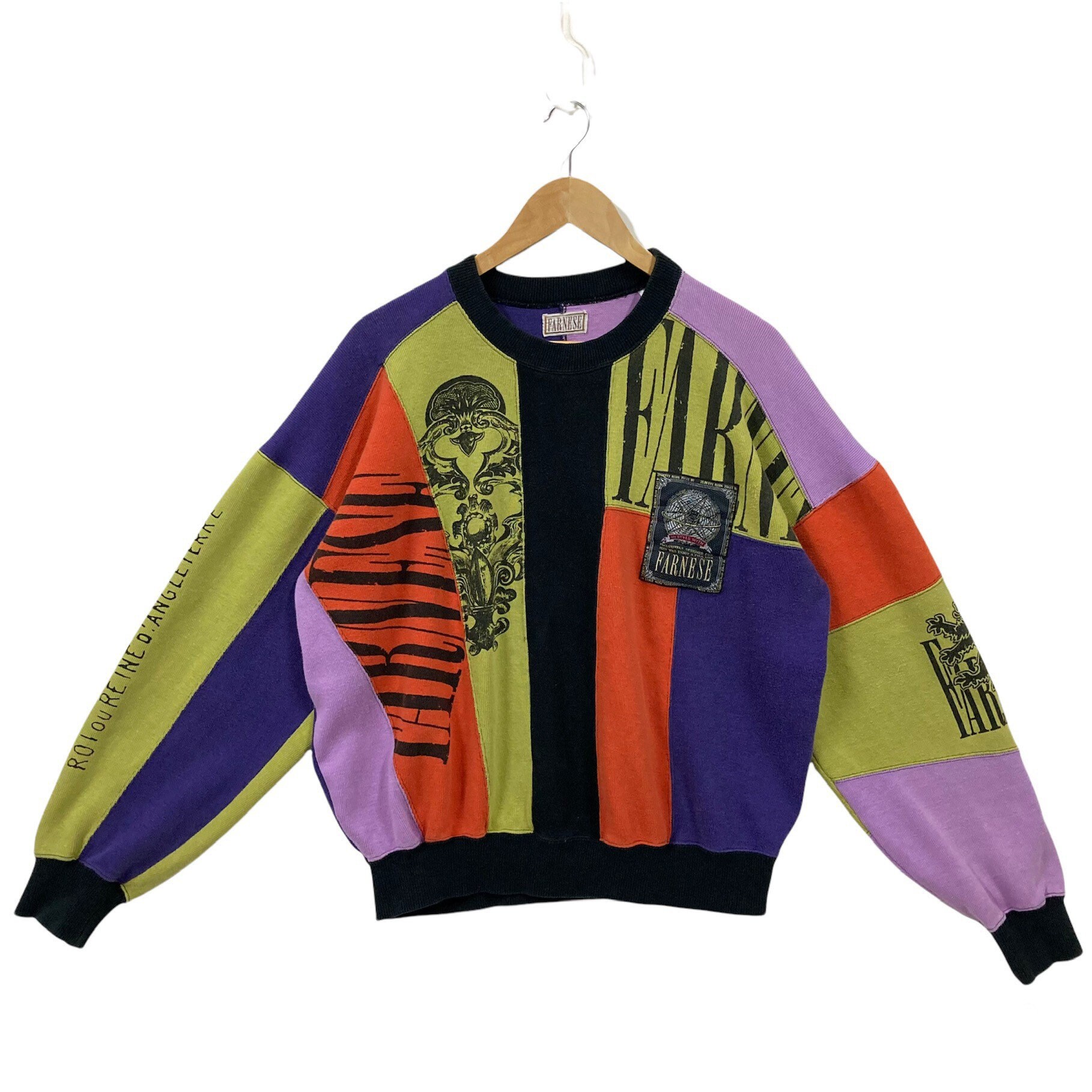Vintage Farnese Crazy Pattern Multicolor Sweatshirt Mode Colorblock Pullover Crewneck Pathwork Embroidery Logo M Vintage Farnese Crazy Pattern Multicolor Sweatshirt Mode Colorblock Pullover Crewneck Pathwork Embroidery Logo M von IHMstore