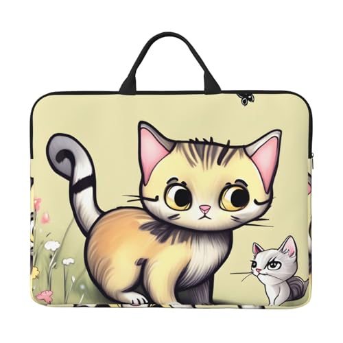14-Zoll-Laptop-Tasche mit Katze und Schmetterling, mit stoßfestem Futter und tragbarem Design, geeignet für den geschäftlichen und täglichen Gebrauch. von IHVBRHHM