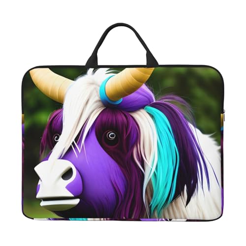 Bunte Laptoptasche mit Kuhkopf, 35,6 cm (14 Zoll) mit stoßfestem Futter und tragbarem Design, geeignet für den geschäftlichen und täglichen Gebrauch. von IHVBRHHM