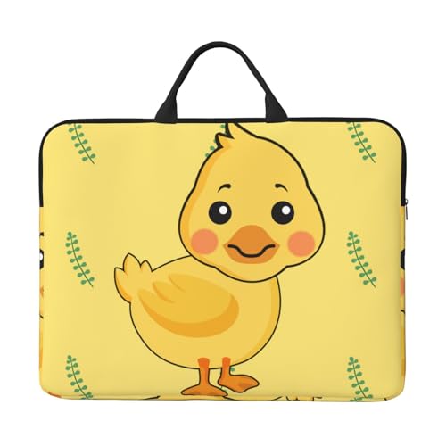 Cartoon-Ente 14-Zoll-Laptop-Tasche mit stoßfestem Futter und tragbarem Design, geeignet für Business und Alltag. von IHVBRHHM