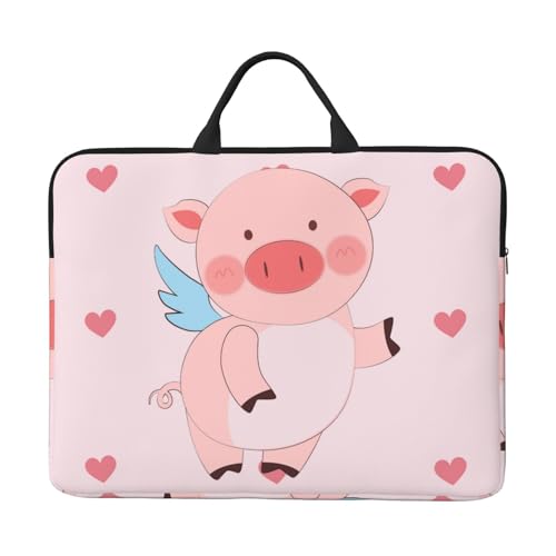 Cartoon Flying Pig Laptoptasche mit stoßfestem Futter und tragbarem Design, geeignet für Business und den täglichen Gebrauch. von IHVBRHHM