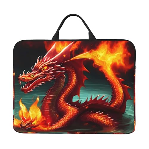 Dragon King In Fire 14-Zoll-Laptop-Tasche mit stoßfestem Futter und tragbarem Design, geeignet für den geschäftlichen und täglichen Gebrauch. von IHVBRHHM