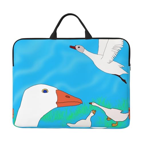 Happy White Goose 14-Zoll-Laptop-Tasche mit stoßfestem Futter und tragbarem Design, geeignet für Business und Alltag. von IHVBRHHM