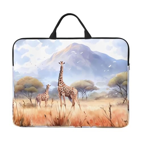IHVBRHHM Afrikanische Savannen-Giraffe 14-Zoll-Laptop-Tasche mit stoßfestem Futter und tragbarem Design, geeignet für den geschäftlichen und täglichen Gebrauch. von IHVBRHHM