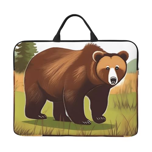 IHVBRHHM Brown Bear Walking Laptoptasche mit stoßfestem Futter und tragbarem Design, geeignet für Business und den täglichen Gebrauch. von IHVBRHHM