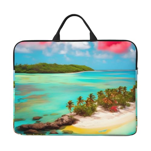 IHVBRHHM Caribbean Scenery 14-Zoll-Laptop-Tasche mit stoßfestem Futter und tragbarem Design, geeignet für Business und Alltag. von IHVBRHHM