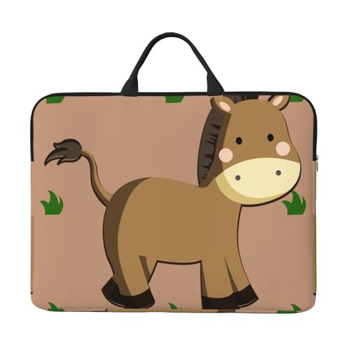 IHVBRHHM Cartoon Donkey Laptoptasche mit stoßfestem Futter und tragbarem Design, geeignet für Business und Alltag, Schwarz, Einheitsgröße von IHVBRHHM