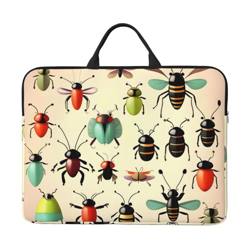 IHVBRHHM Cartoon-Laptop-Tasche mit kleinen Insekten, 35,6 cm (14 Zoll), stoßfestes Futter und tragbares Design, geeignet für den geschäftlichen und täglichen Gebrauch. von IHVBRHHM