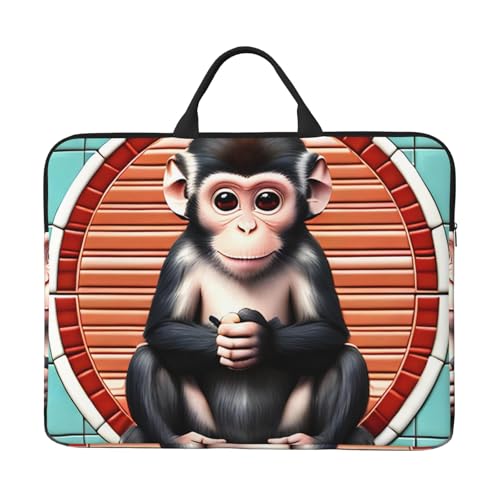 IHVBRHHM Die Silent Monkey 14-Zoll-Laptop-Tasche mit stoßfestem Futter und tragbarem Design, geeignet für den geschäftlichen und täglichen Gebrauch. von IHVBRHHM