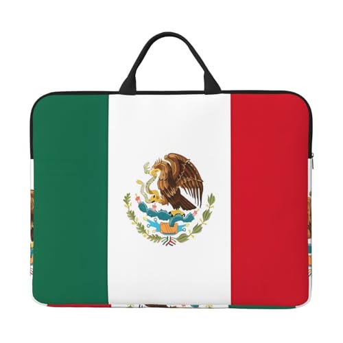 IHVBRHHM Flag Of Mexico Laptoptasche mit stoßfestem Futter und tragbarem Design, geeignet für Business und Alltag, Schwarz, Einheitsgröße von IHVBRHHM