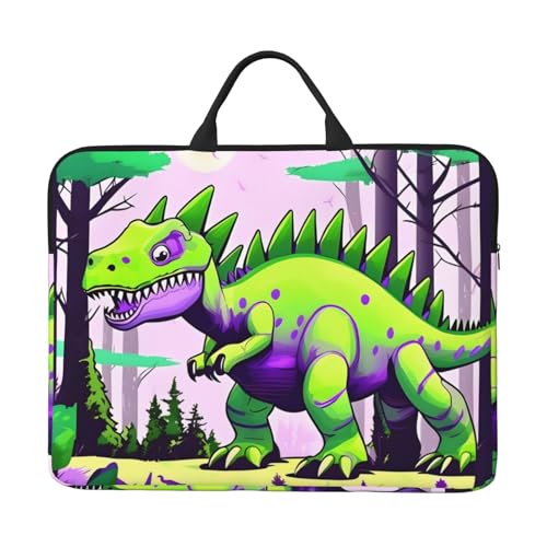 IHVBRHHM Grüne Dinosaurier-Laptop-Tasche mit stoßfestem Futter und tragbarem Design, geeignet für Business und Alltag. von IHVBRHHM