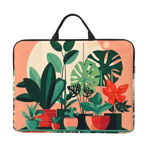 IHVBRHHM Laptoptasche für den Innenbereich mit grünem Pflanzen, 35,6 cm (14 Zoll), mit stoßfestem Futter und tragbarem Design, geeignet für den geschäftlichen und täglichen Gebrauch. von IHVBRHHM