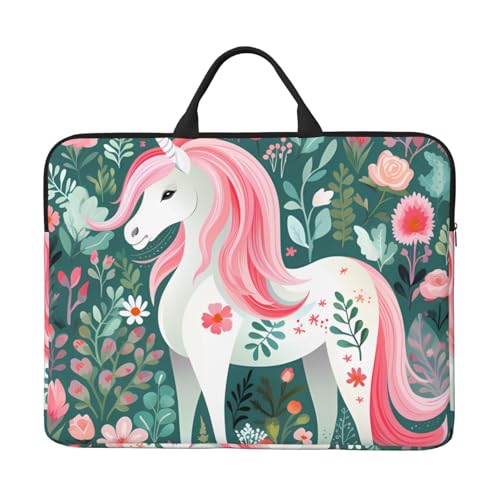 IHVBRHHM Laptoptasche mit Einhornmotiv und rosa Haaren, 35,6 cm (14 Zoll), stoßfestes Futter und tragbares Design, geeignet für den geschäftlichen und täglichen Gebrauch. von IHVBRHHM