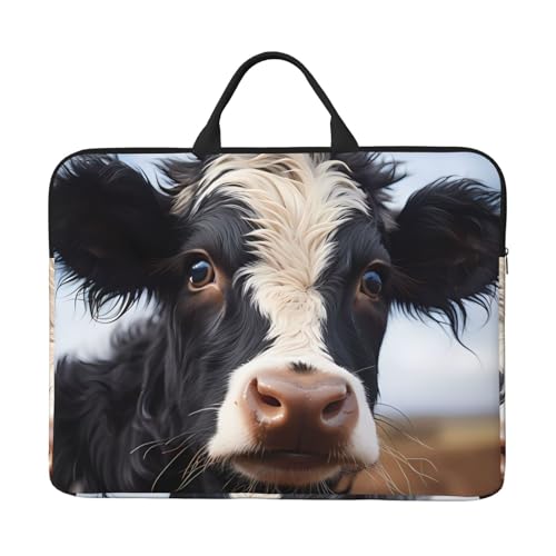 IHVBRHHM Niedliche Kuh-Laptop-Tasche mit stoßfestem Futter und tragbarem Design, geeignet für Business und Alltag. von IHVBRHHM