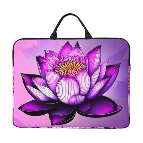 IHVBRHHM Purple Lotus Laptoptasche mit stoßfestem Futter und tragbarem Design, geeignet für Business und Alltag, Schwarz, Einheitsgröße von IHVBRHHM