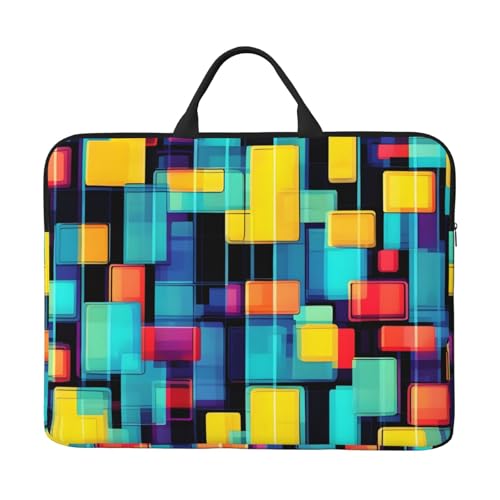 IHVBRHHM Quadratische Geometrie-Diagramm 14-Zoll-Laptop-Tasche mit stoßfestem Futter und tragbarem Design, geeignet für den geschäftlichen und täglichen Gebrauch. von IHVBRHHM