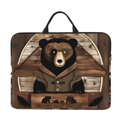 IHVBRHHM Rustikale Lodge Bear Laptoptasche mit stoßfestem Futter und tragbarem Design, geeignet für den geschäftlichen und täglichen Gebrauch. von IHVBRHHM