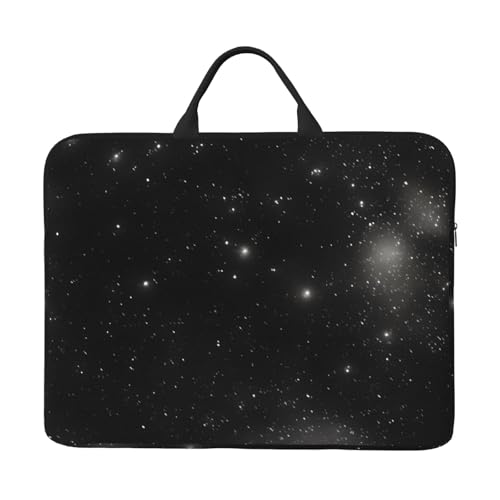 IHVBRHHM Schwarz-weiße Galaxy-Laptop-Tasche mit stoßfestem Futter und tragbarem Design, geeignet für Business und Alltag. von IHVBRHHM