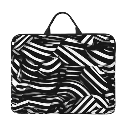 IHVBRHHM Schwarze und weiße Linien, 35,6 cm (14 Zoll) Laptoptasche mit stoßfestem Futter und tragbarem Design, geeignet für den geschäftlichen und täglichen Gebrauch. von IHVBRHHM