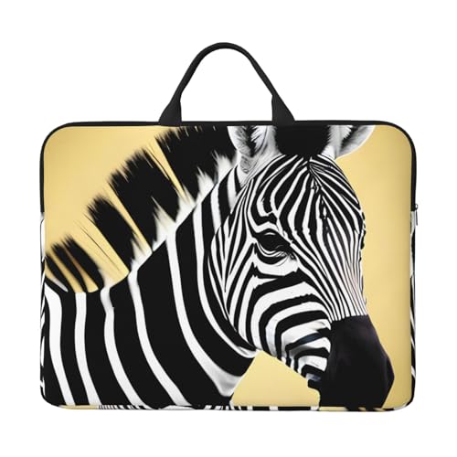IHVBRHHM Schwarze und weiße Zebra-Laptop-Tasche mit stoßfestem Futter und tragbarem Design, geeignet für Business und Alltag. von IHVBRHHM