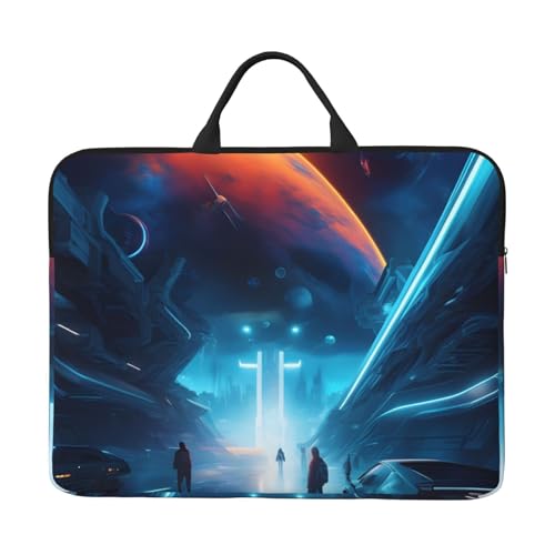 IHVBRHHM Science Fiction Future 14-Zoll-Laptop-Tasche mit stoßfestem Futter und tragbarem Design, geeignet für den geschäftlichen und täglichen Gebrauch. von IHVBRHHM
