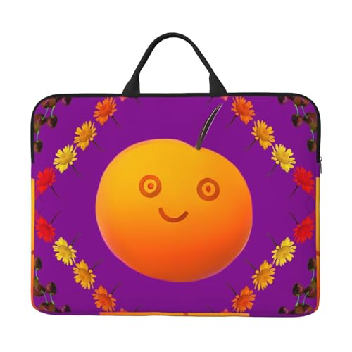 IHVBRHHM Smiley Orange 14-Zoll-Laptop-Tasche mit stoßfestem Futter und tragbarem Design, geeignet für den geschäftlichen und täglichen Gebrauch. von IHVBRHHM