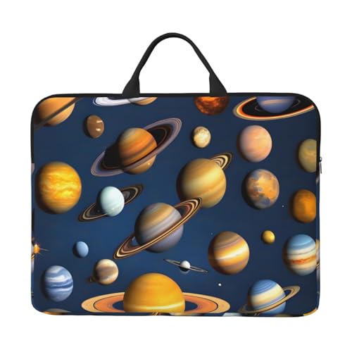 IHVBRHHM Sonnensystem Planets 14-Zoll-Laptop-Tasche mit stoßfestem Futter und tragbarem Design, geeignet für den geschäftlichen und täglichen Gebrauch. von IHVBRHHM