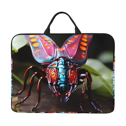 IHVBRHHM Strange Insects Laptoptasche mit stoßfestem Futter und tragbarem Design, geeignet für Business und Alltag, Schwarz, Einheitsgröße von IHVBRHHM