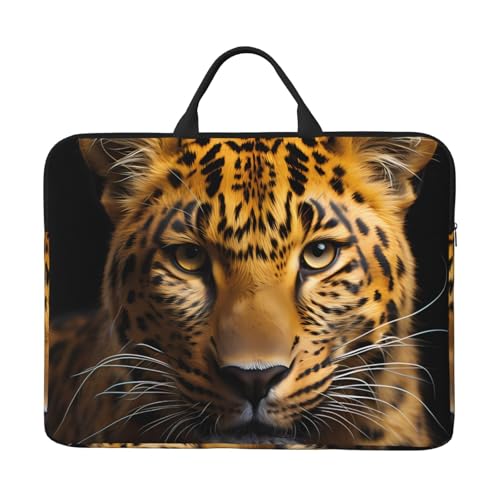IHVBRHHM The Deep-Eyed Leopard Laptoptasche mit stoßfestem Futter und tragbarem Design, geeignet für Business und Alltag, Schwarz, Einheitsgröße von IHVBRHHM