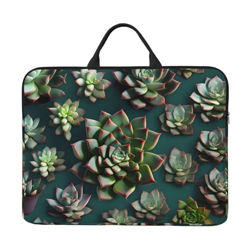 IHVBRHHM Viele Sukkulenten 14-Zoll-Laptop-Tasche mit stoßfestem Futter und tragbarem Design, geeignet für den geschäftlichen und täglichen Gebrauch. von IHVBRHHM