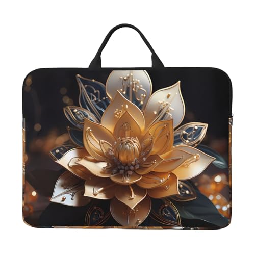 IHVBRHHM Weiße zarte Lotusblüte 14-Zoll-Laptop-Tasche mit stoßfestem Futter und tragbarem Design, geeignet für den geschäftlichen und täglichen Gebrauch. von IHVBRHHM