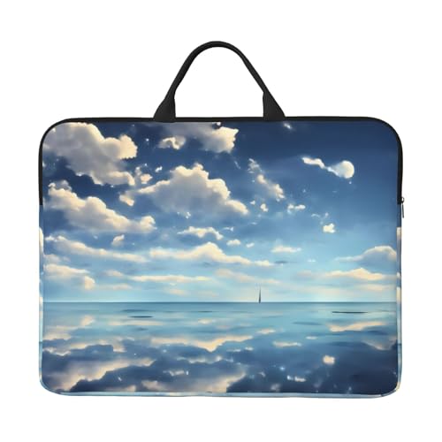 IHVBRHHM White Clouds Over The Sea Laptoptasche mit stoßfestem Futter und tragbarem Design, geeignet für Business und Alltag, Schwarz, Einheitsgröße von IHVBRHHM