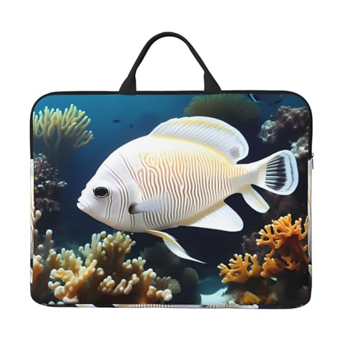 IHVBRHHM White-Golden Fish Laptoptasche mit stoßfestem Futter und tragbarem Design, geeignet für Business und den täglichen Gebrauch. von IHVBRHHM
