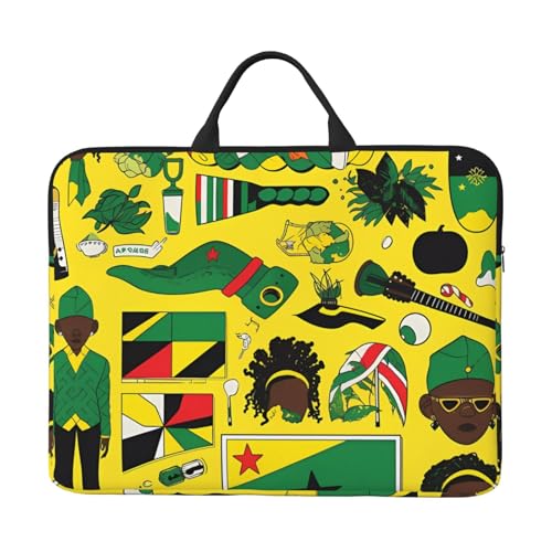Jamaican Elements 14-Zoll-Laptop-Tasche mit stoßfestem Futter und tragbarem Design, geeignet für Business und Alltag. von IHVBRHHM