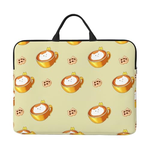 Laptoptasche mit Cartoon-Katze, 35,6 cm (14 Zoll), stoßfestes Futter und tragbares Design, geeignet für den geschäftlichen und täglichen Gebrauch. von IHVBRHHM