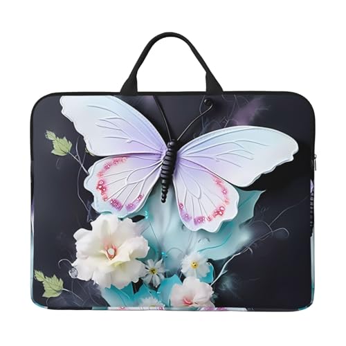 Laptoptasche mit Schmetterlingsmotiv, 35,6 cm (14 Zoll), mit stoßfestem Futter und tragbarem Design, geeignet für den geschäftlichen und täglichen Gebrauch. von IHVBRHHM