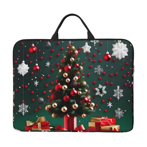 Laptoptasche mit rundem Ball, Weihnachtsbaum, 35,6 cm (14 Zoll), mit stoßfestem Futter und tragbarem Design, geeignet für den geschäftlichen und täglichen Gebrauch. von IHVBRHHM